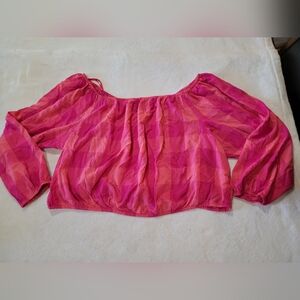 NWT Lane Bryant Gingham Pink Orange Crop Top 22/24